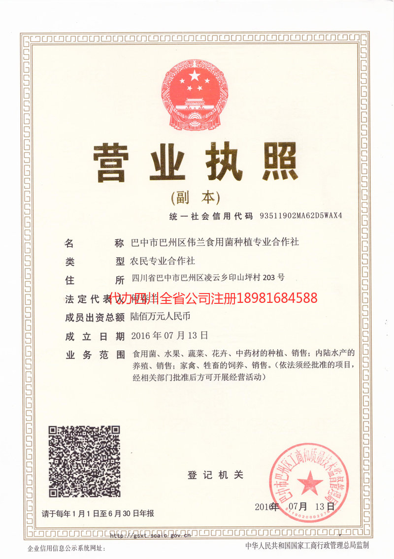 舒兰舒兰伟兰食用菌种植专业合作社